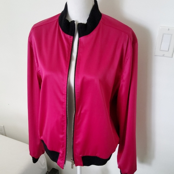 St. John Satin Bomber Jacket - Picture 7 of 11